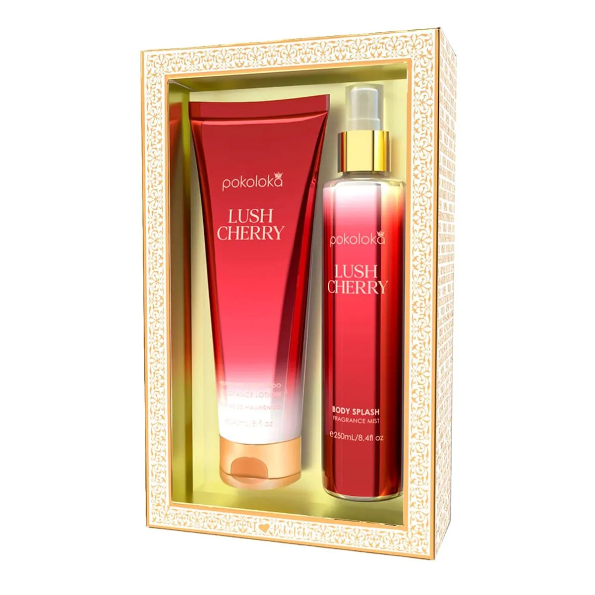 Kit Pokoloka Feminino - Body Splash e Lh 250ml + 240ml - Lush Cherry