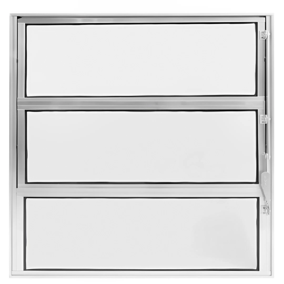 Janela Vitro Basculante 60x60 Alumínio Brilhante Com Vidros