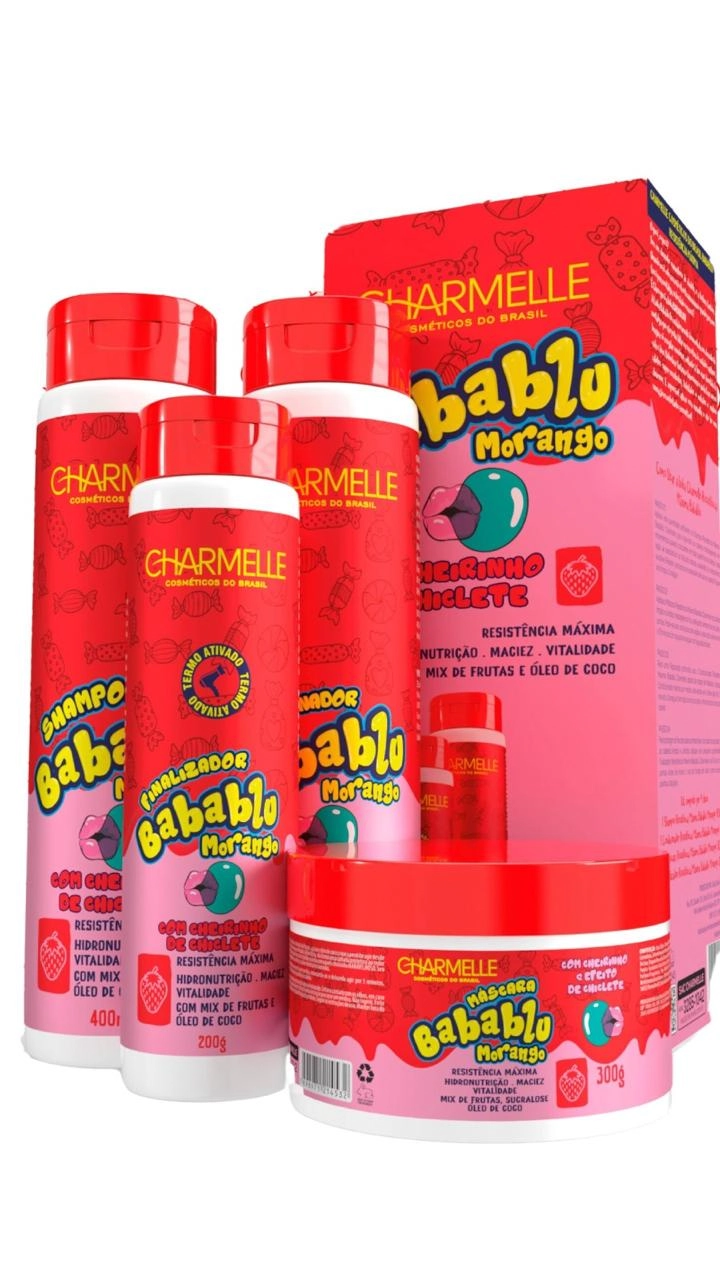 Kit Babablu Sh 400ml Cond 400g Finali 200g Masc 300g Morango 1un