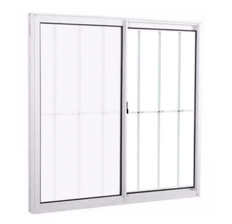 Janela De Alumínio 02 Folhas Com Grade Branca Fit - 100x100