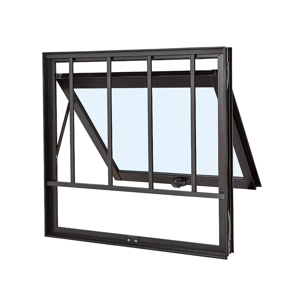 Janela Maxim Ar Alumínio Com Grade Maxx Preto - 50x50