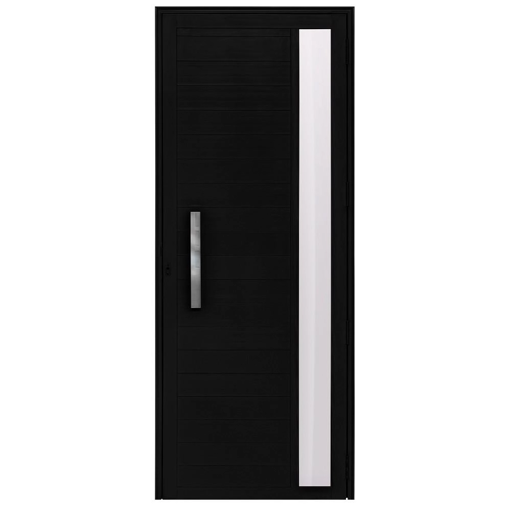 Porta Alumínio Lambril Com Visor Preto Esquerda - 210x70