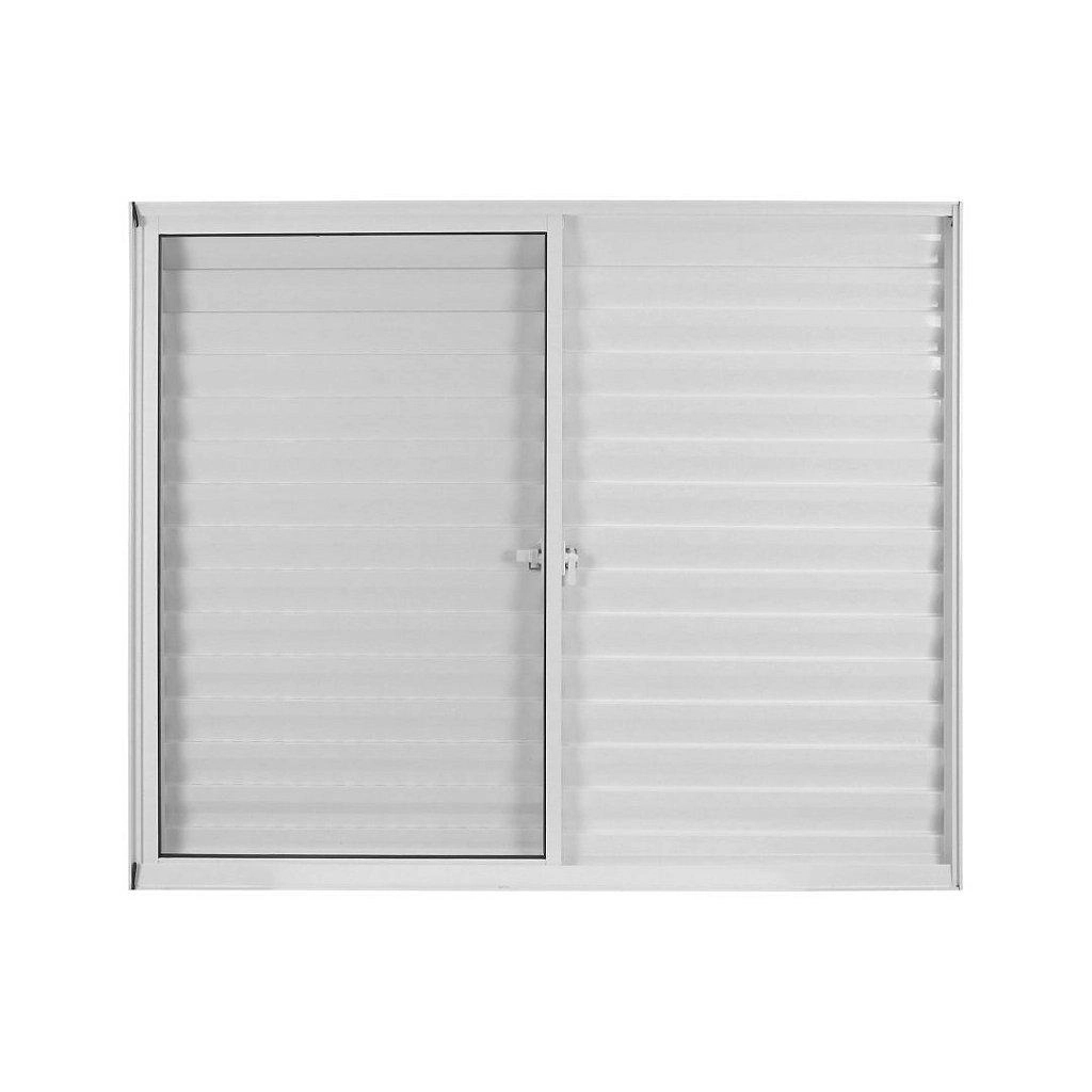 Janela De Alumínio Veneziana Classic 03 Folhas Branca - 100x120