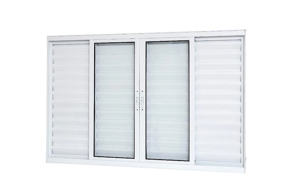 Janela De Alumínio Com Veneziana 06 Folhas Linha20 Branca - 100x200
