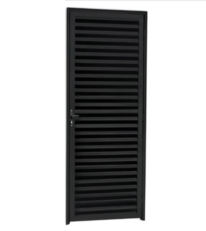 Porta De Alumínio Preto Veneziana Fit Direita - 210x80