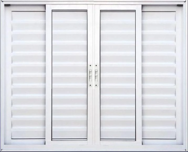 Janela De Alumínio Veneziana 06 Folhas Branca Maxx - 120x120