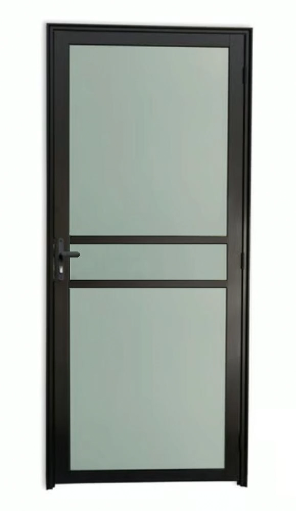 Porta De alumínio 2 Travessas Preto Linha Maxx e - 210x80