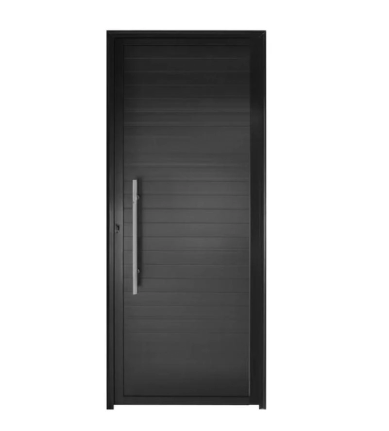 Porta De Alumínio Lambri Liso Lucca Preto Maxx E - 210x110