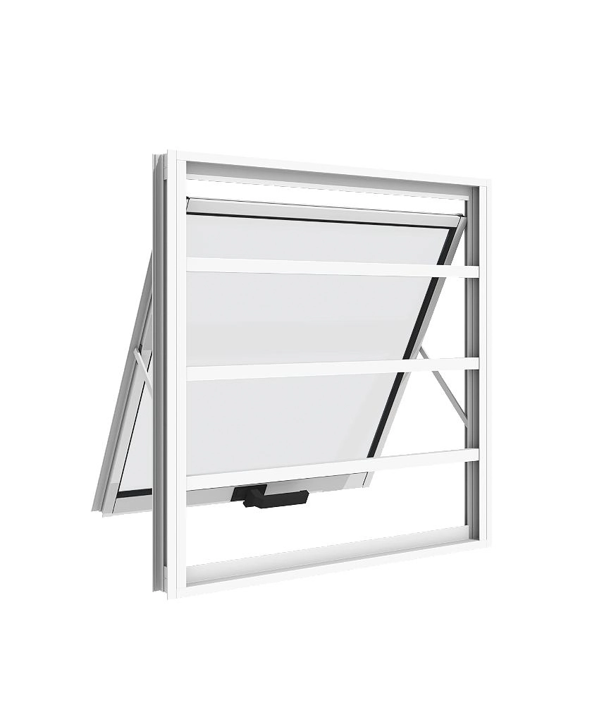 Janela Maxim Ar Alumínio Premium Com Grade Horizontal Branco - 60x60