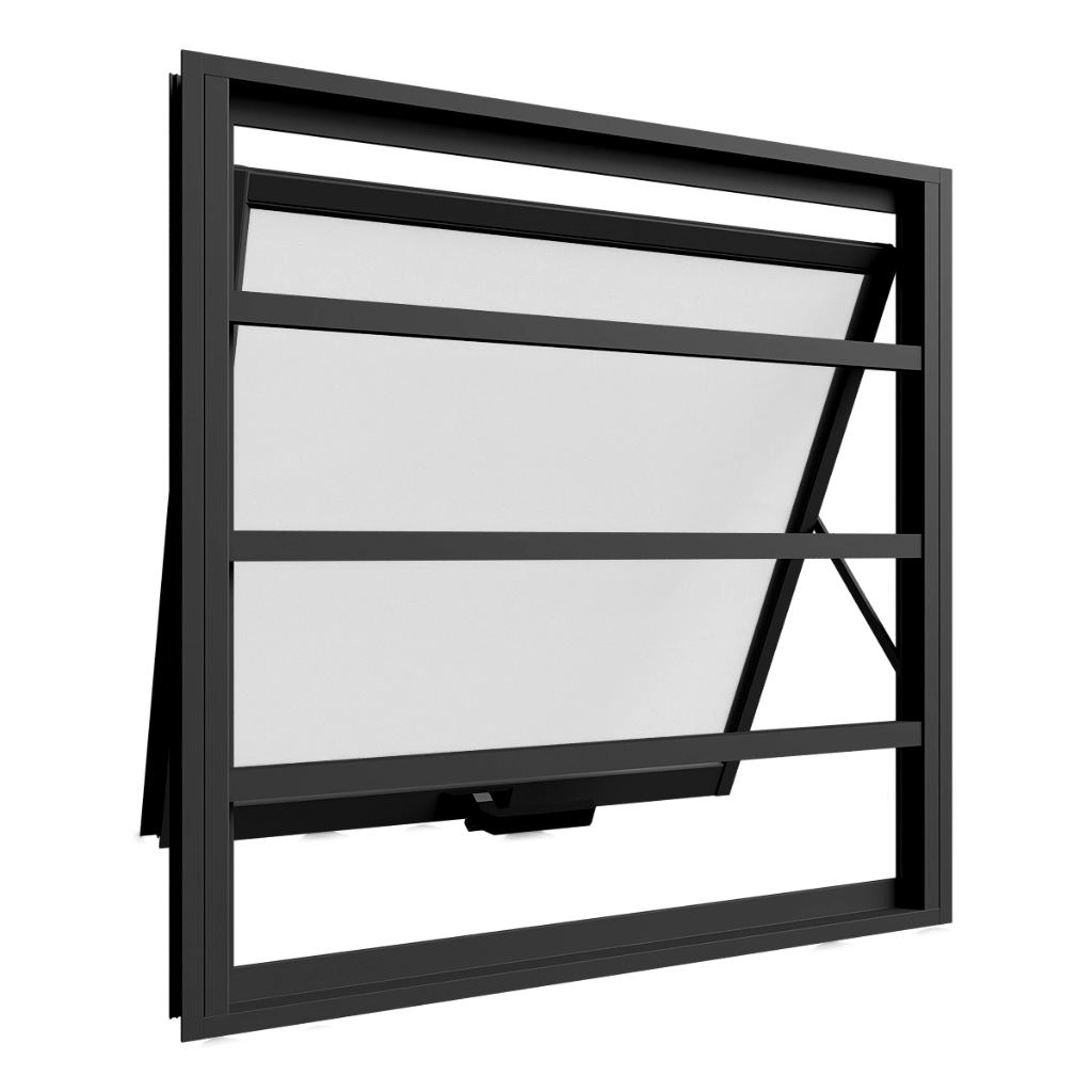 Janela Maxim Ar Alumínio Premium Com Grade Horizontal Preto - 60x80