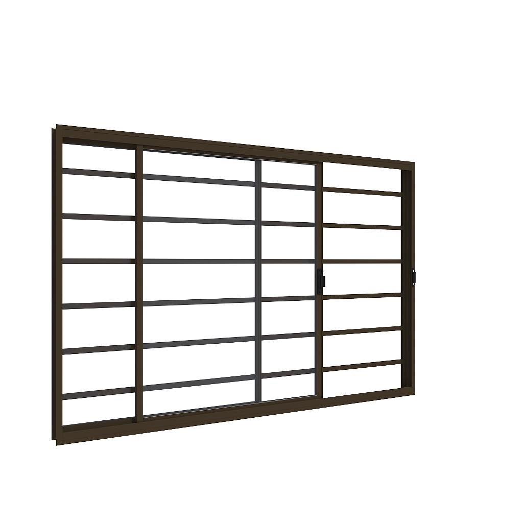 Janela De Alumínio Maxx 02 Folhas Fecho Embutido Bronze - 100x120