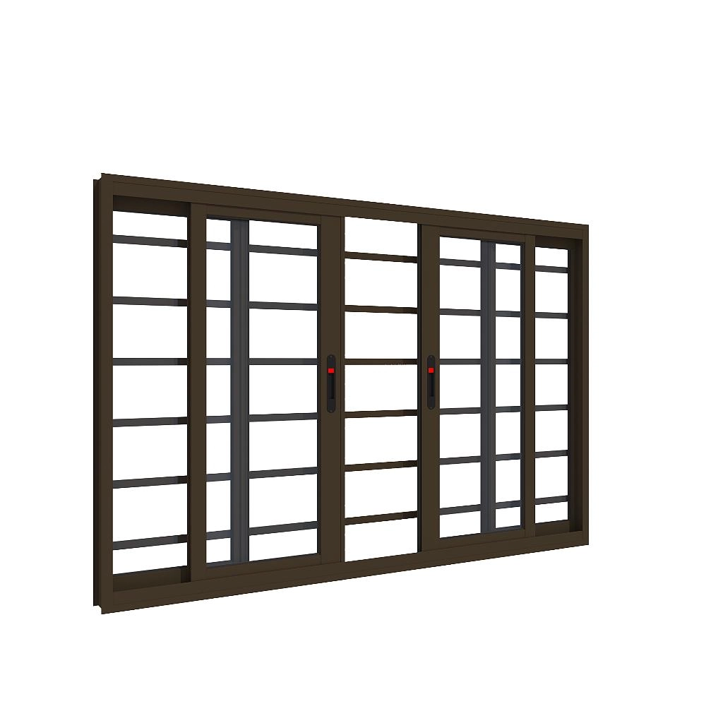 Janela De Alumínio Maxx 04 Folhas Fecho Embutido Bronze - 100x150