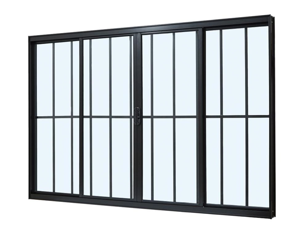 Janela De Alumínio Classic 04 Folhas Com Grade Preto - 100x120