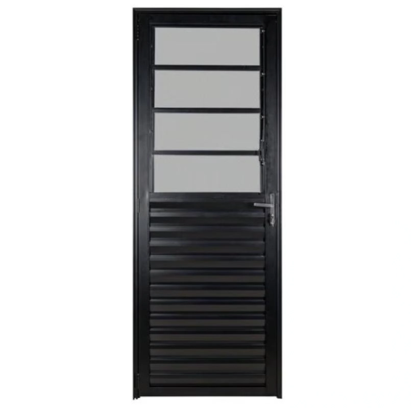 Porta De Alumínio Basculante Fit Preto Direita V.liso - 210x80