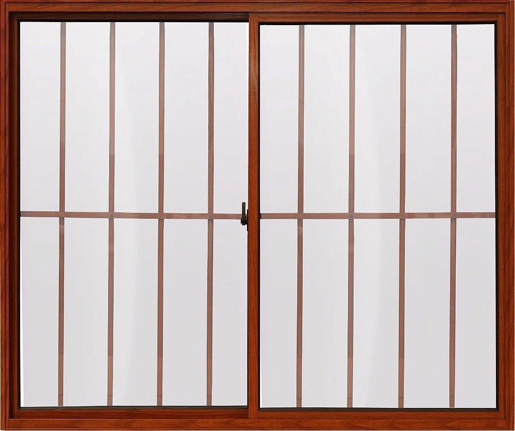 Janela De Alumínio Com Grade 02 Folhas Classic Madeiro - 100x150