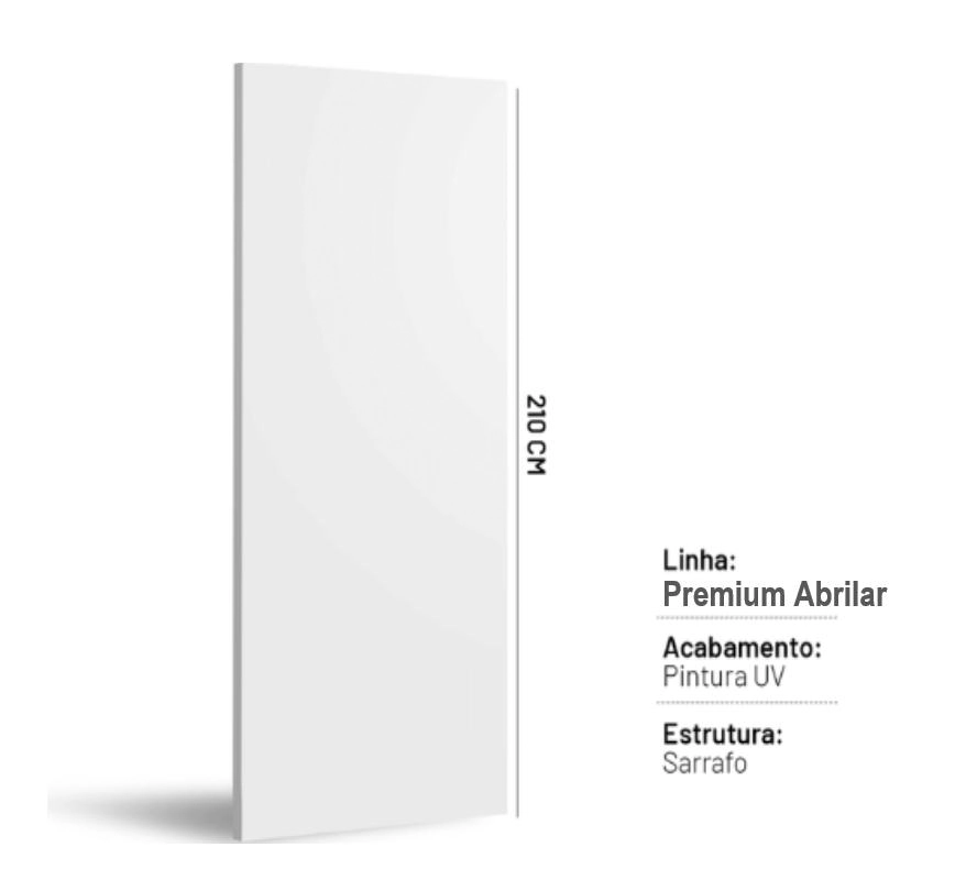 Porta Interna Lisa Com Pintura Uv Branco Premium - 210x90