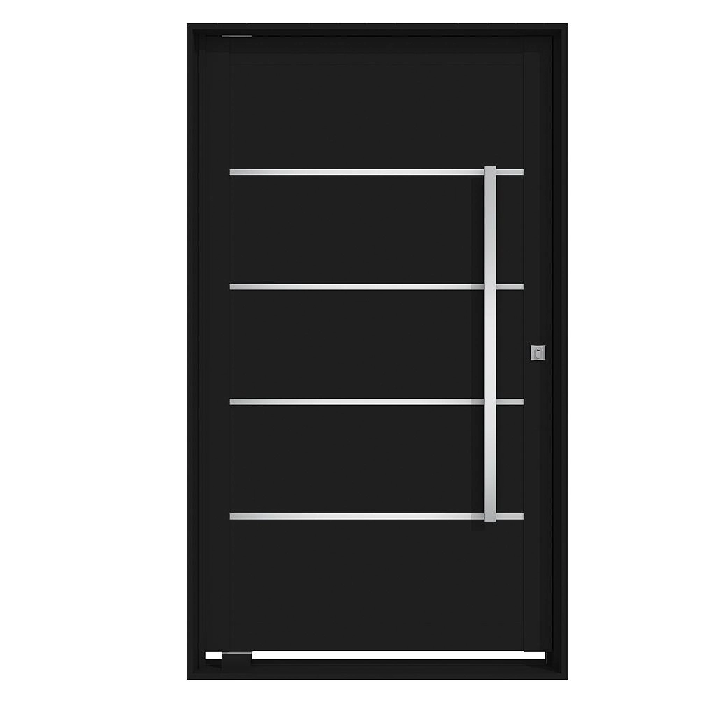 Porta Pivotante De Alumínio Preto Termoacustica Esquerda - 220x100