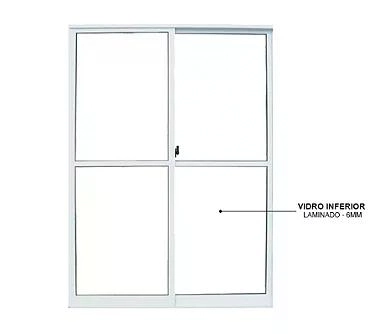 Porta De Alumínio 2 Folhas Branco Vidro Laminado - 210x150