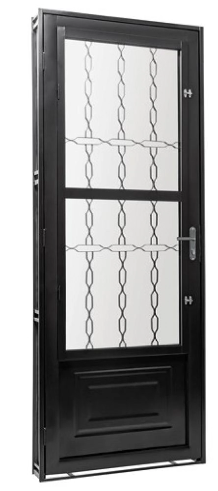 Porta De Aço Gold Galvanizado Preto Social Direita - 215x85