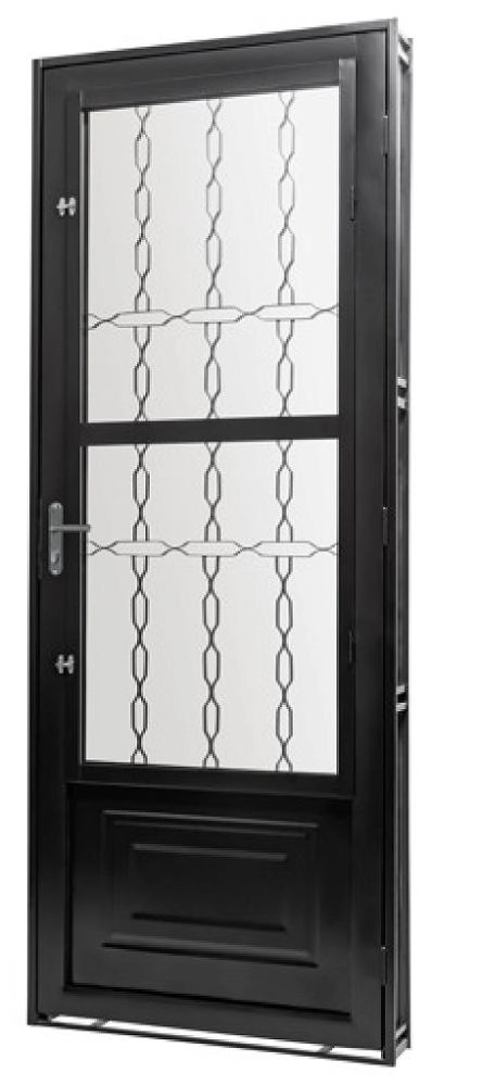 Porta De Aço Gold Galvanizado Preto Social Esquerda - 215x85