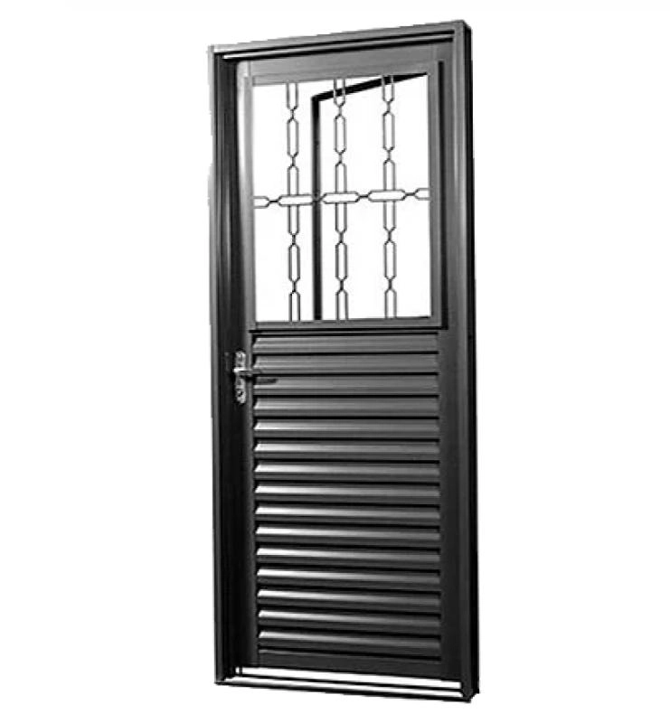 Porta De Aço Gold Galvanizado Preto Postigo Direita - 215x85