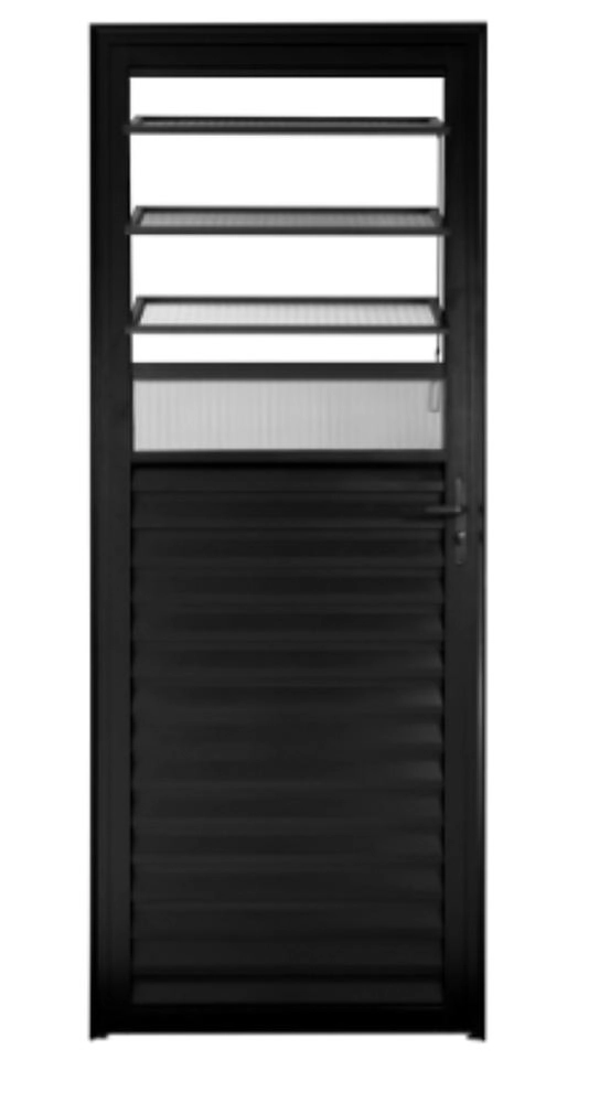 Porta De Alumínio Basculante Preto Maxx Esquerda - 210x90