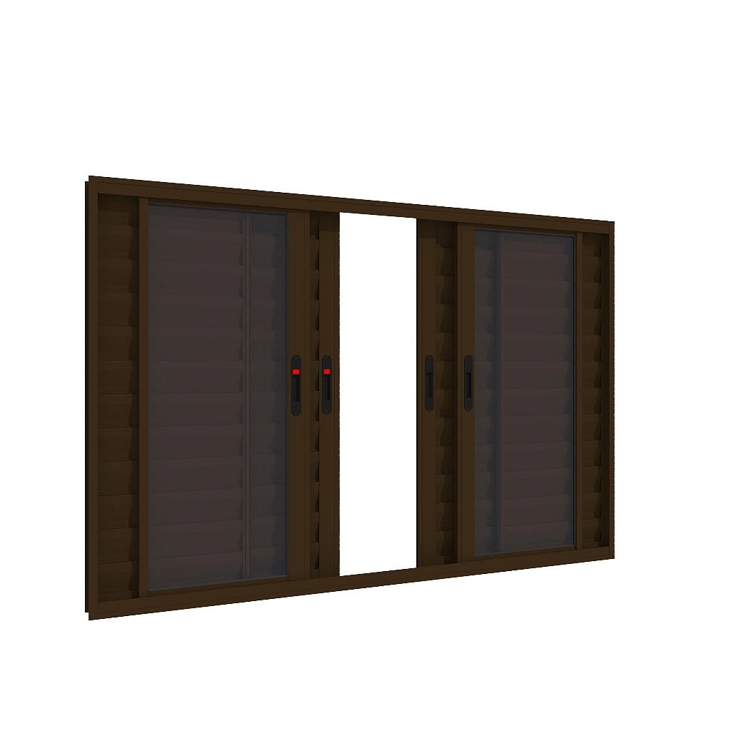 Janela Com Veneziana De Alumínio 6 Folhas Bronze - 100x200