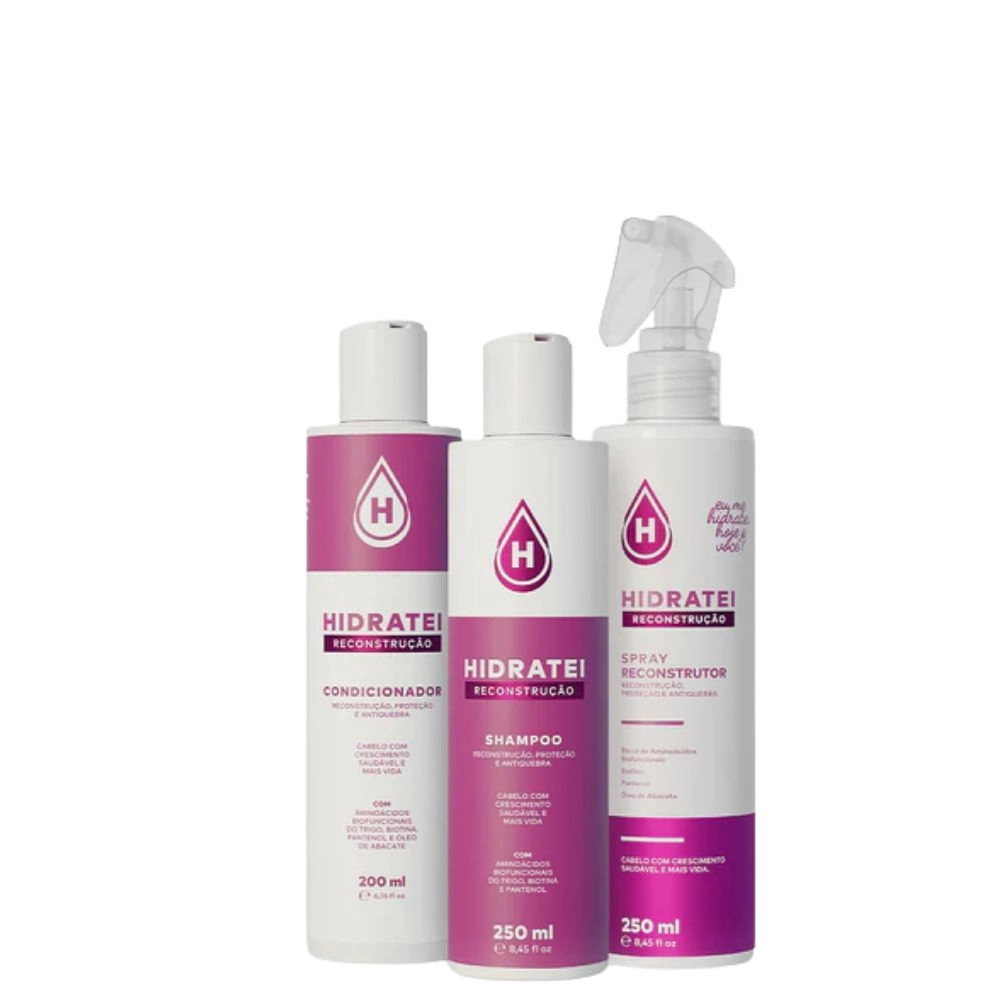 Kit Hidratei Shampoo 250ml Cond 200ml Spray 250ml Recontrutor 1un