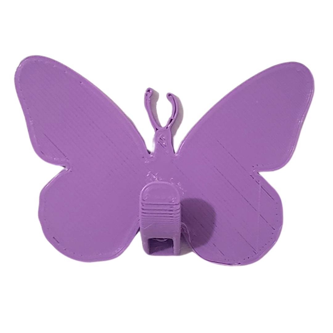 Gancho De Parede Borboleta Lilás - Fixação Com Fita Dupla Face - Ideal Para Quarto De Criança Ou Bebê