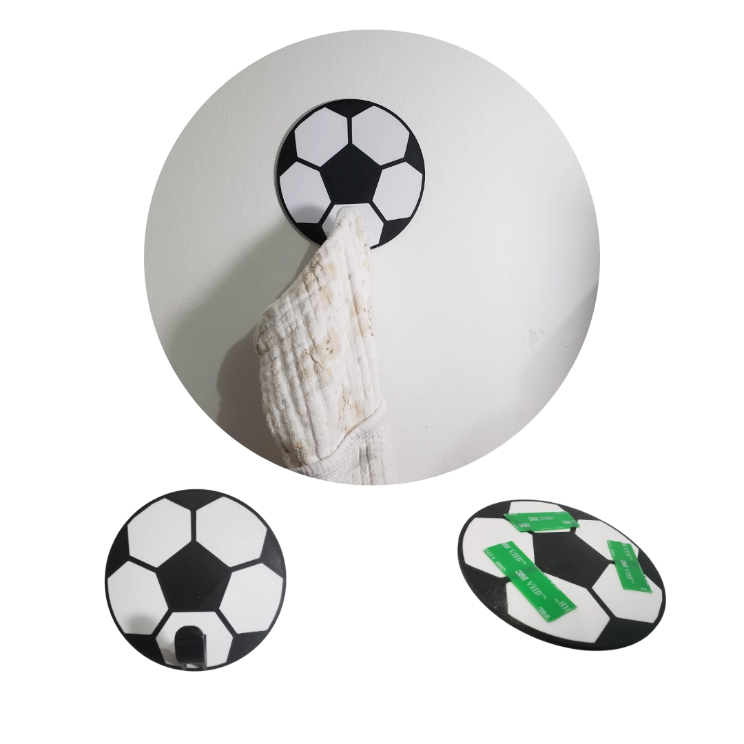 Gancho De Parede Decorativo - Bola De Futebol Bola - Ideal para quarto de crianças e bebês