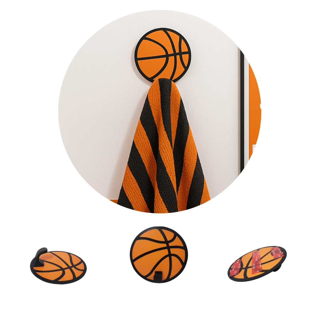 Gancho De Parede Decorativo - Bola de Basquete - Ideal para quarto de crianças e bebês