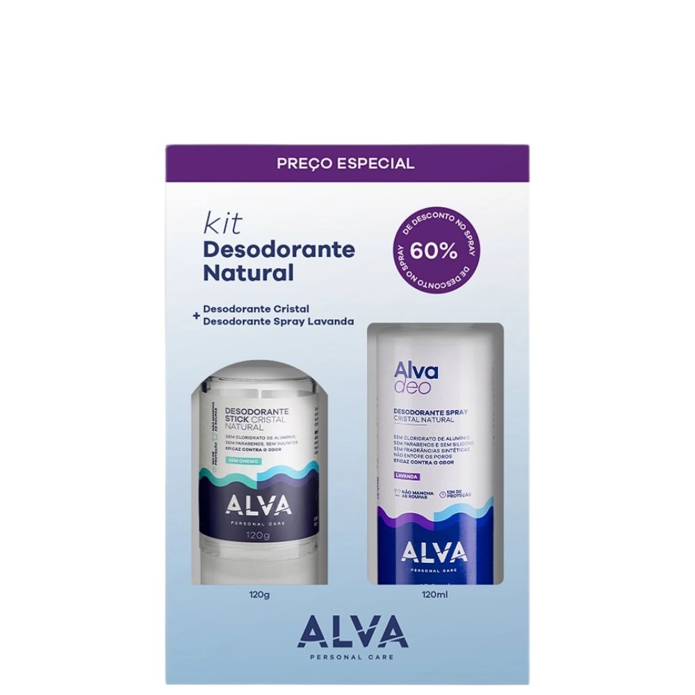 Kit Desodorante Alva Stick S/perfume 120g Spray Lavanda 120ml