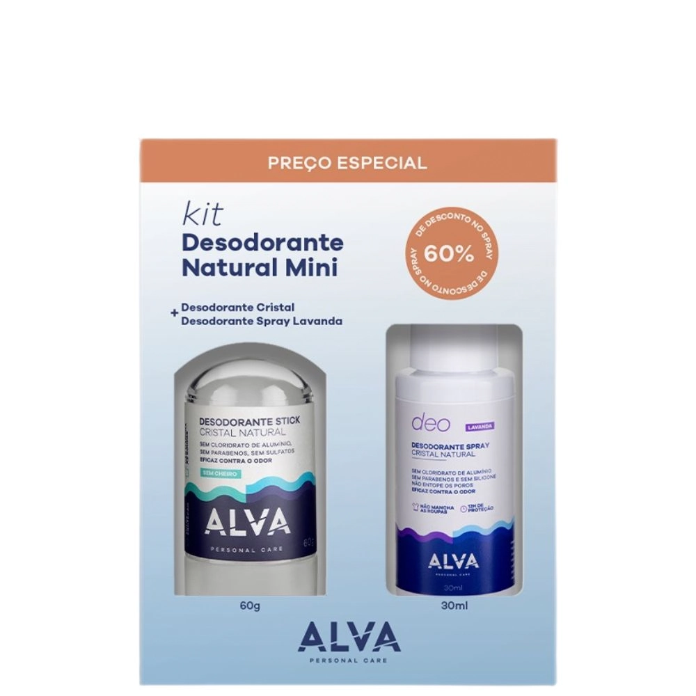 Kit Desodorante Alva Stick S/perfume 60g Spray Lavanda 30ml