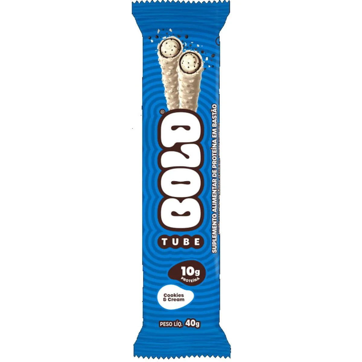 Barra De Proteína Cookies Cream Bold Tube Pacote 40g
