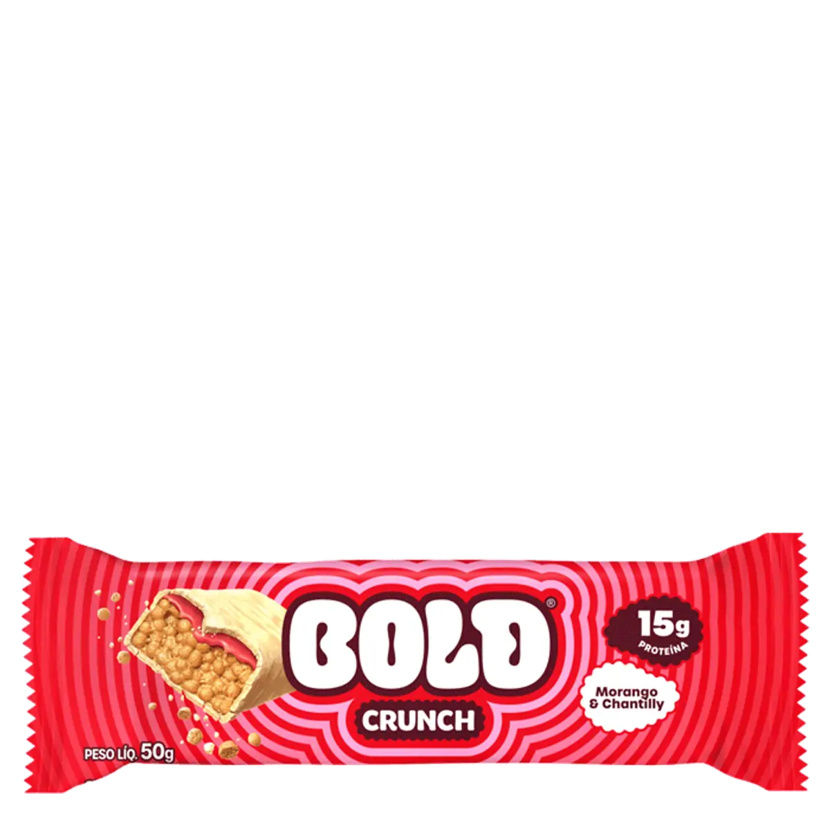 Barra De Proteína Morango Chantilly Bold Crunch Pacote 50g