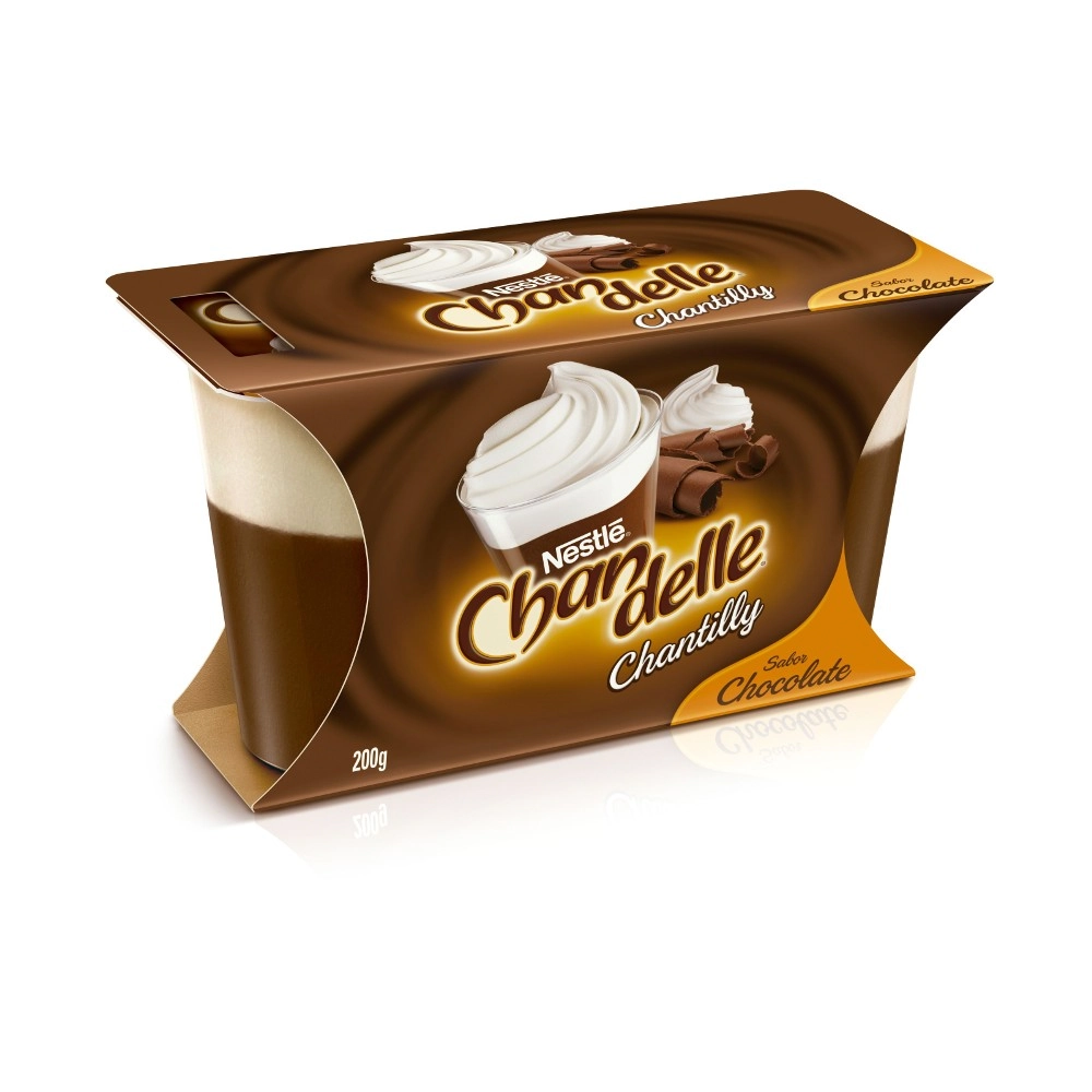Sobremesa Láctea com Chantilly Chocolate Chandelle Bandeja 180g 2 Unidades