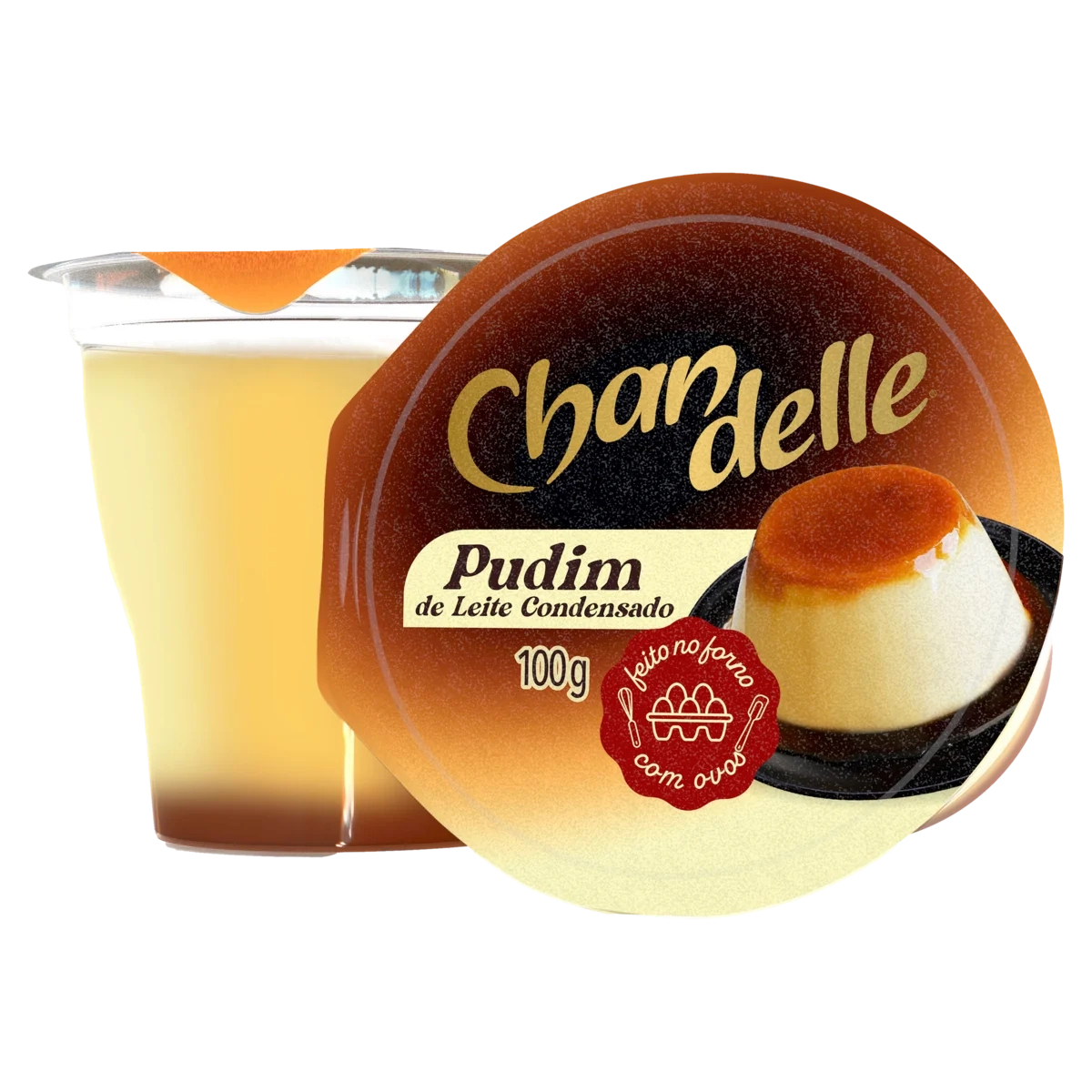 Sobremesa Láctea Pudim Leite Condensado Calda Caramelo Chandelle Pote 100g