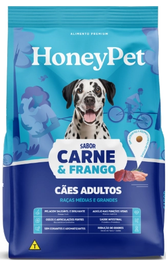 Racao Caes Honey Pet 900g Adulto Carne E Frango