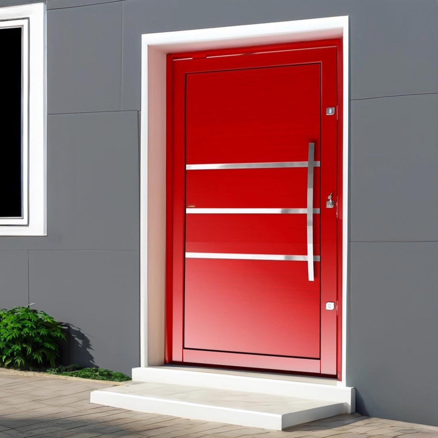 Porta Pivotante Lambril Evolution Com Puxador Lado Direito Elite 216x120 Vermelho