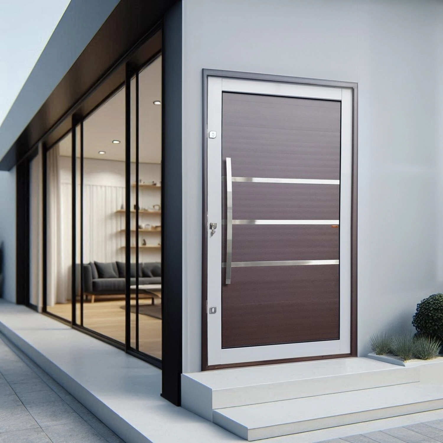 Porta Pivotante Lambril Evolution Com Puxador Lado Direito Elite 240x150 Mix Corten