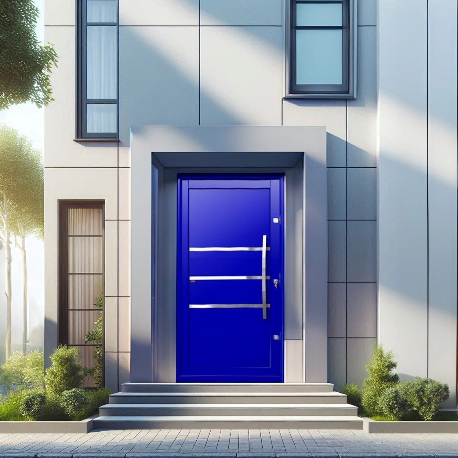 Porta Pivotante Lambril Evolution Com Puxador Elite 240x150 Abertura Esquerda Azul