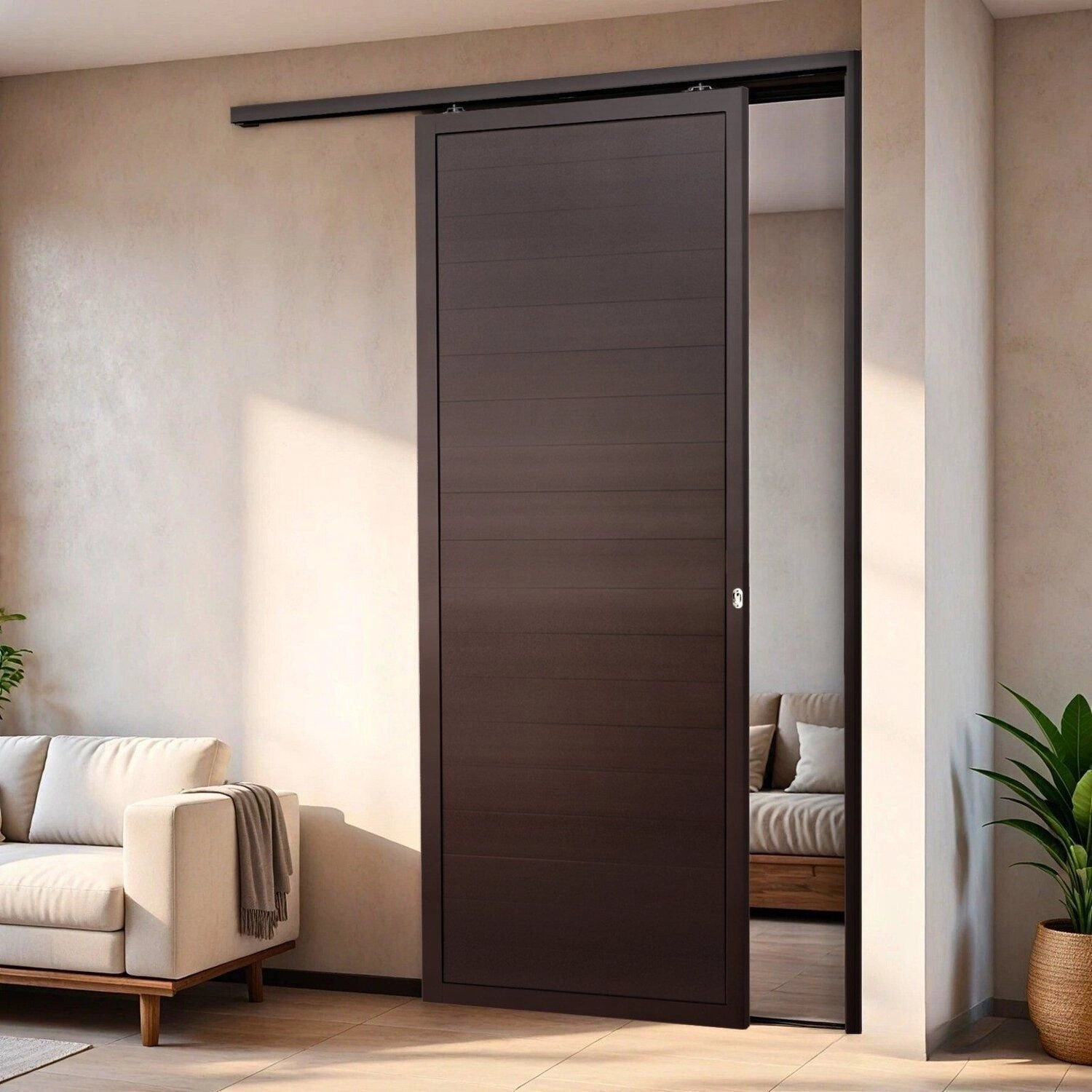 Porta De Correr Suspensa 210x80cm Lambril Dir L.25 Brimak Abertura Direita Corten