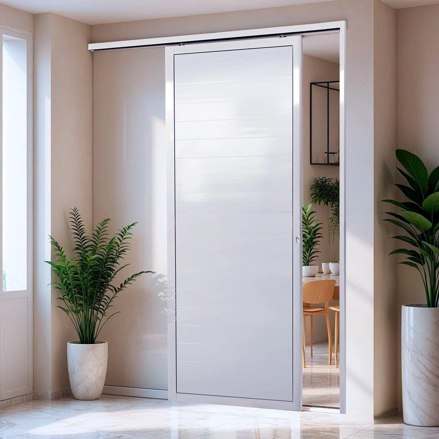 Porta De Correr Suspensa 210x90cm Lambril Dir L.25 Brimak Abertura Direita Branco