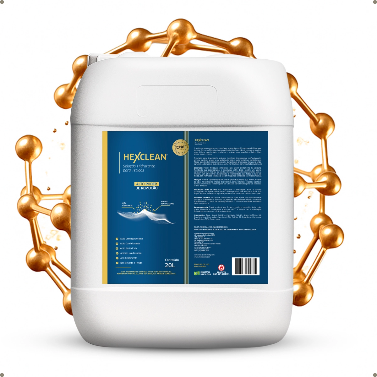 Shampoo Ultra Concentrado Limpeza E Hidratação De Tecidos Ação Bactericida Higienização Hexclean 20l