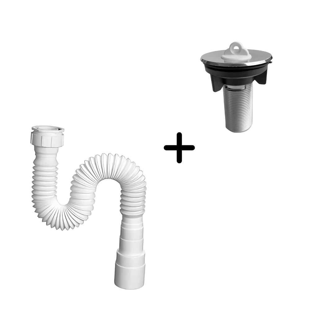 Kit Para Lavabo Sifão Universal Banheiro Flexivel E Válvula Cromada 7/8