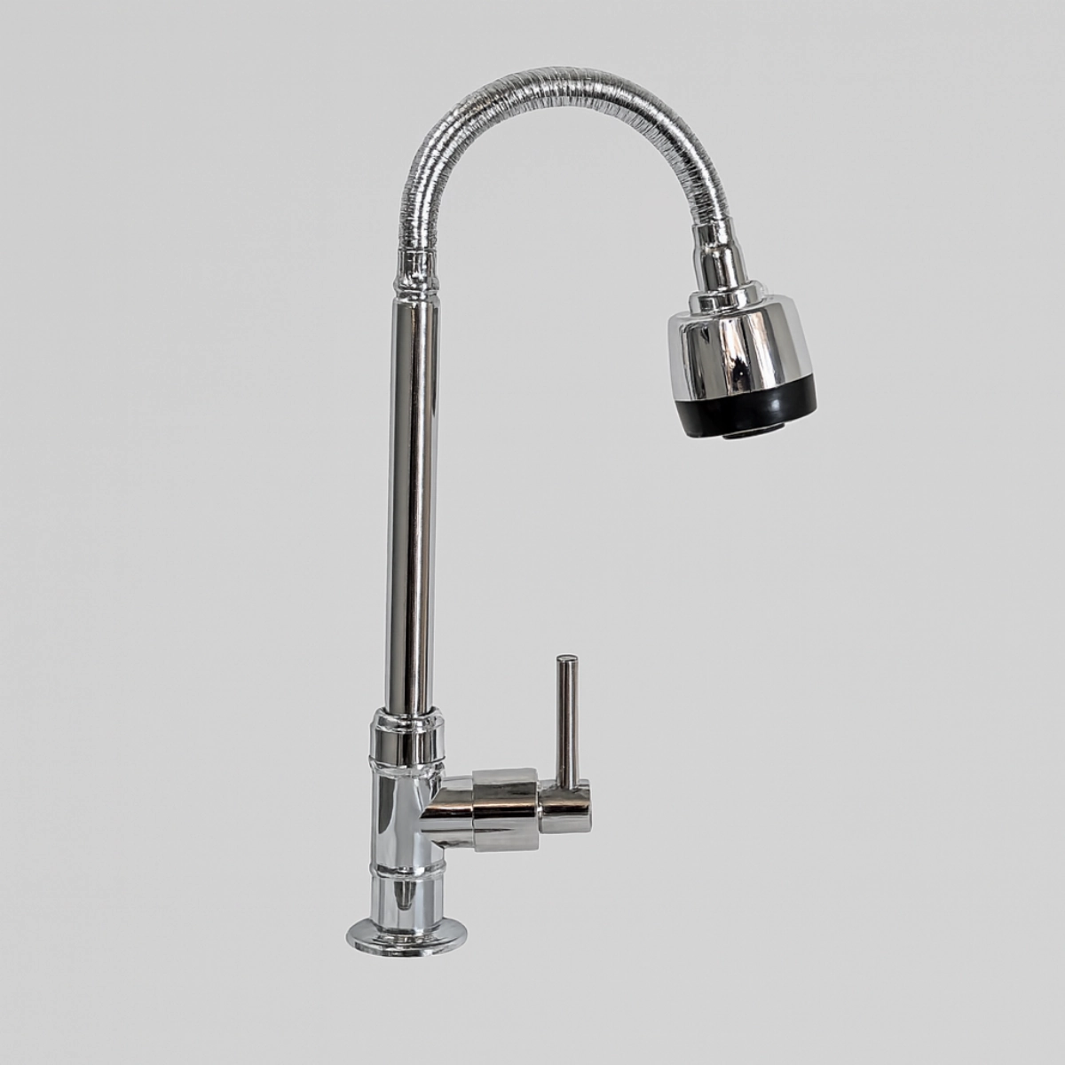 Torneira Gourmet Pia Cozinha Bica Alta Flexivel 2 Jatos Articulada Prata Extensivel Cromada
