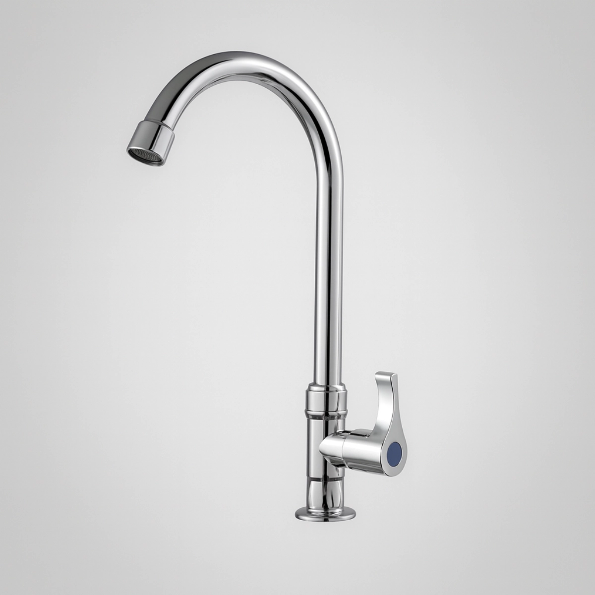 Torneira Cozinha Bancada Gourmet Slim Flexivel Curva Aço Inox Alta Agua Fria Prata Cromada
