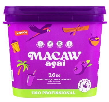 Açaí Macaw Com Guaraná Uso Profissional Balde 3,6kg