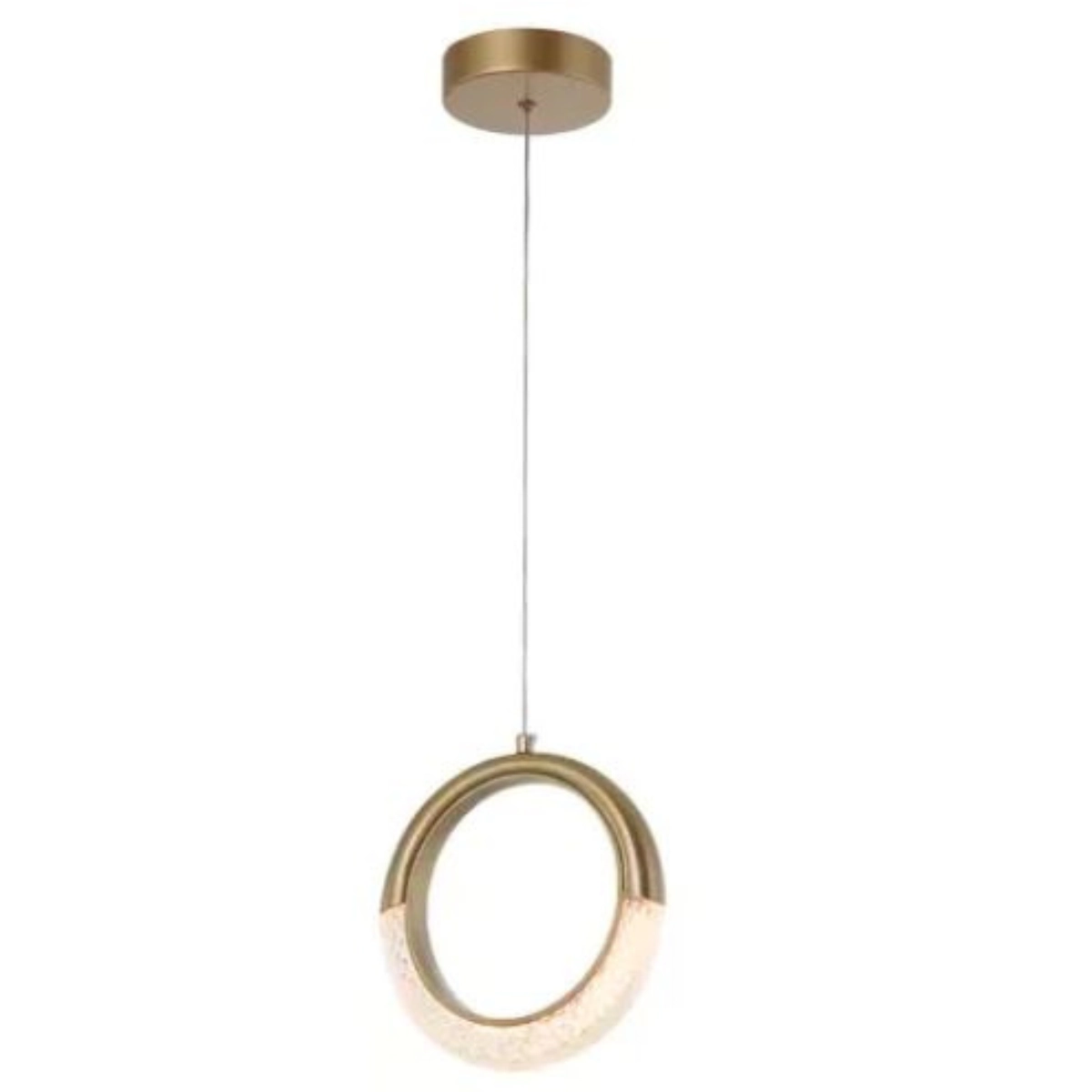 Pendente Ring Anel de Cristal Dourado LED 16W 3 Cores 3000K/4000K/6500K Bivolt 110V/220V