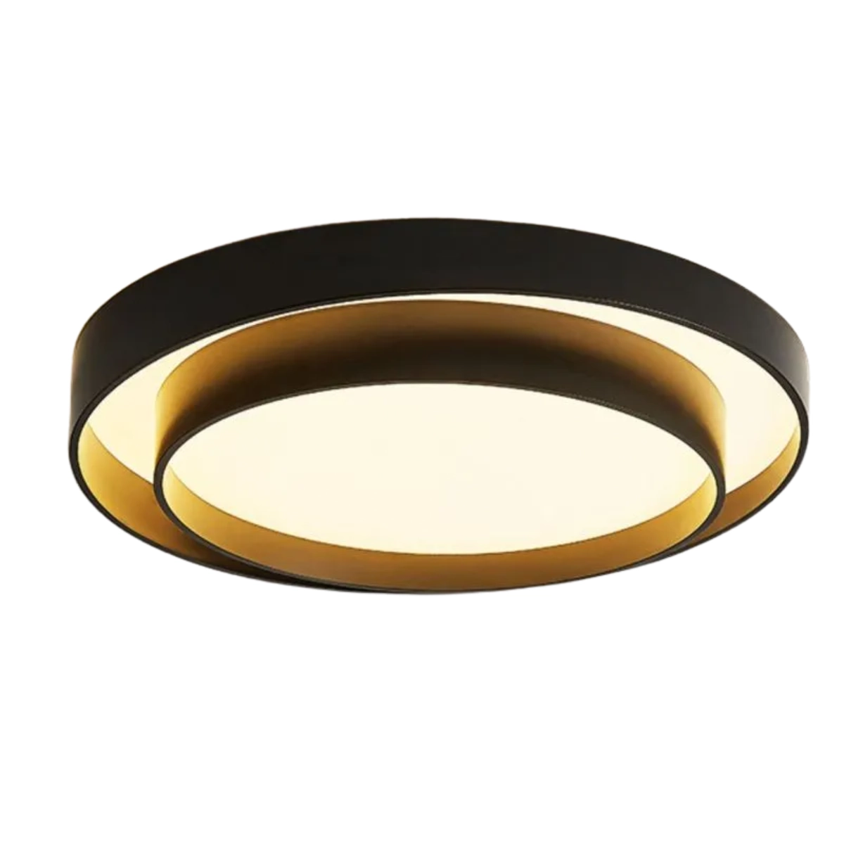 Plafon Vogue Led Sobrepor Moderno Três Cores Em 1 40x40 34w Bivolt Preto Com Dourado 110v/220v - Bivolt